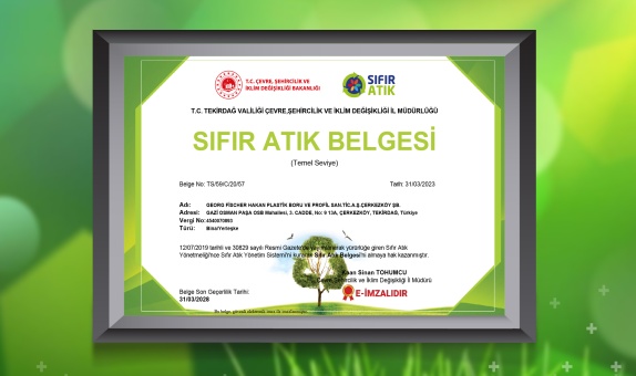 GF Hakan Plastik, Geri Dönüşüm Çalışmalarını "Sıfır Atık Sertifikası" İle Belgeledi GF Hakan Plastik, Geri Dönüşüm Çalışmalarını "Sıfır Atık Sertifikası" İle Belgeledi