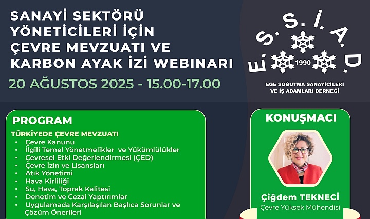 ESSİAD, Çevre Mevzuatı ve Karbon Ayak İzi Webinarı Düzenliyor ESSİAD, Çevre Mevzuatı ve Karbon Ayak İzi Webinarı Düzenliyor