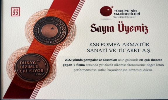 KSB Türkiye Pompalar ve Aksamları Ürün Grubunda En Çok İhracat Yapan İlk 5 Firma Arasında